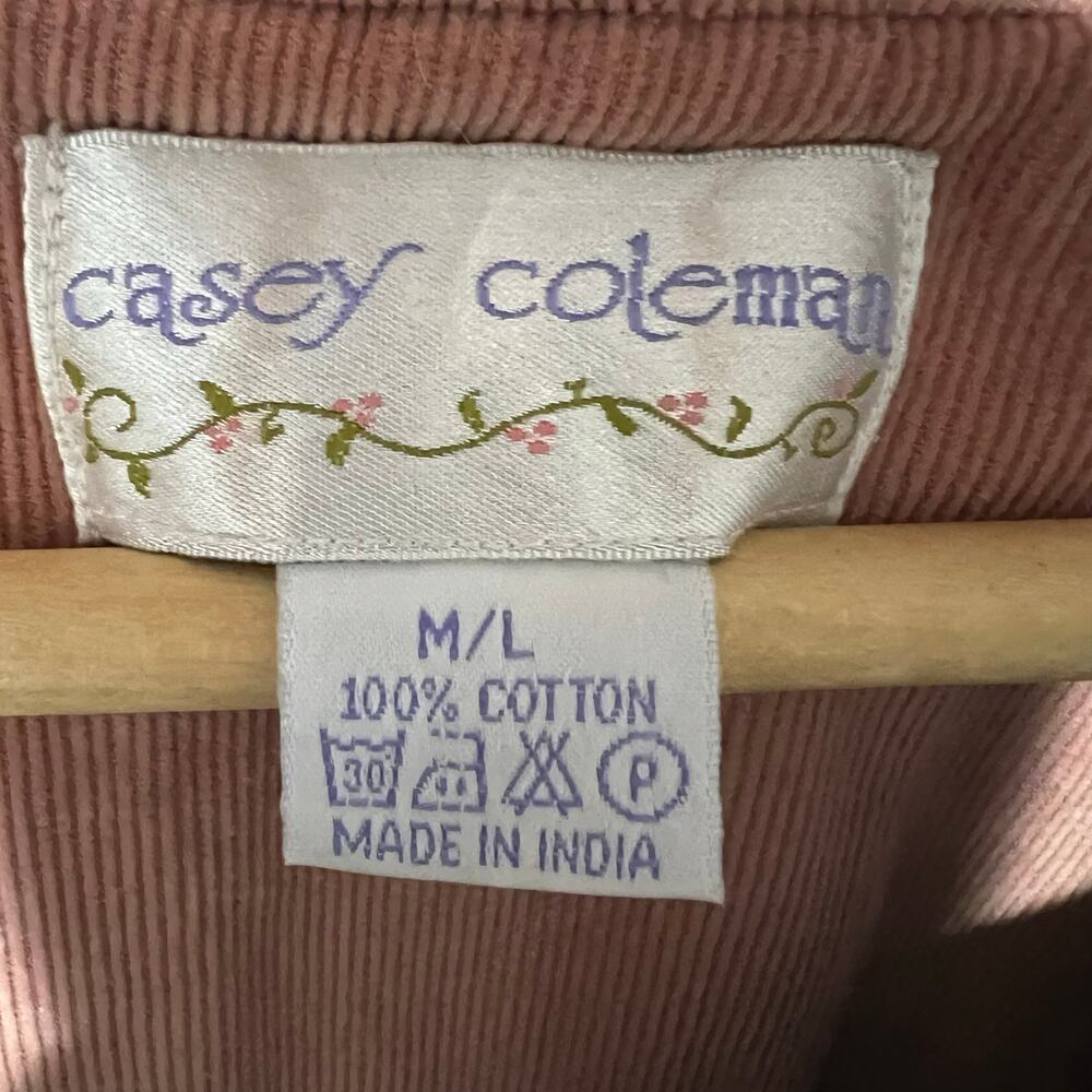 Vintage Casey Coleman Denim Embroidery Angels Lined Shacket M/L Corduroy Pockets - Picture 8 of 15